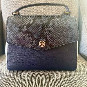 Tory Burch Robinson Snakeskin Satchel